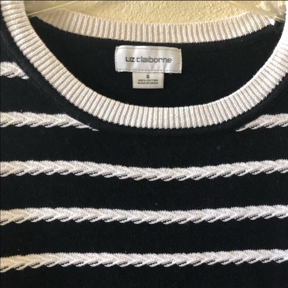 Liz Claiborne Black and White Striped Sweater - Picture 2 of 4